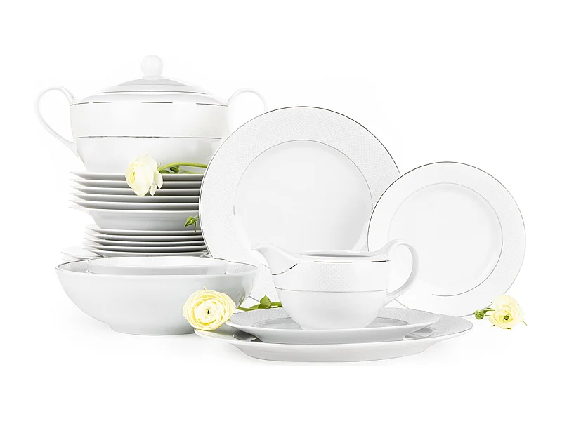 Tafelservice für 6 Personen (25-tlg.) - Porzellan -Weiß - AMELIA