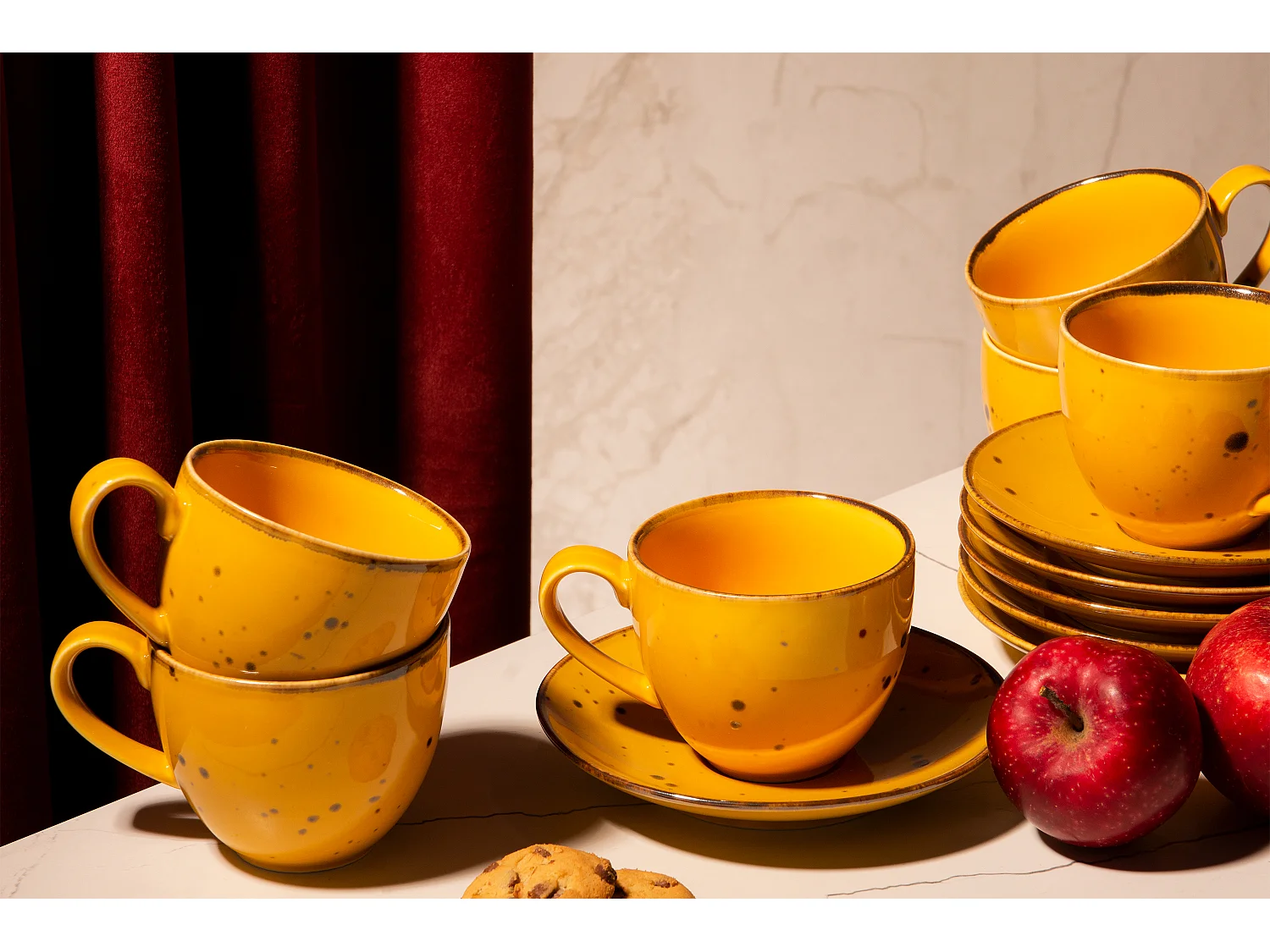 Kaffeeservice 300ml 6 Personen (12-tlg)  - Porzellan - Gelb - ALUMINA