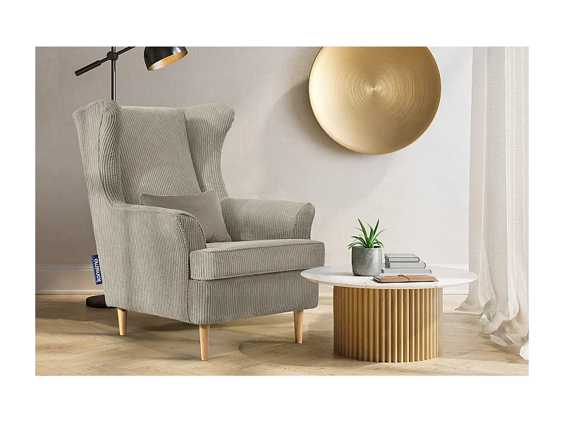 Klassischer Sessel aus Stoff Cordsamt -  beige - STRALIS