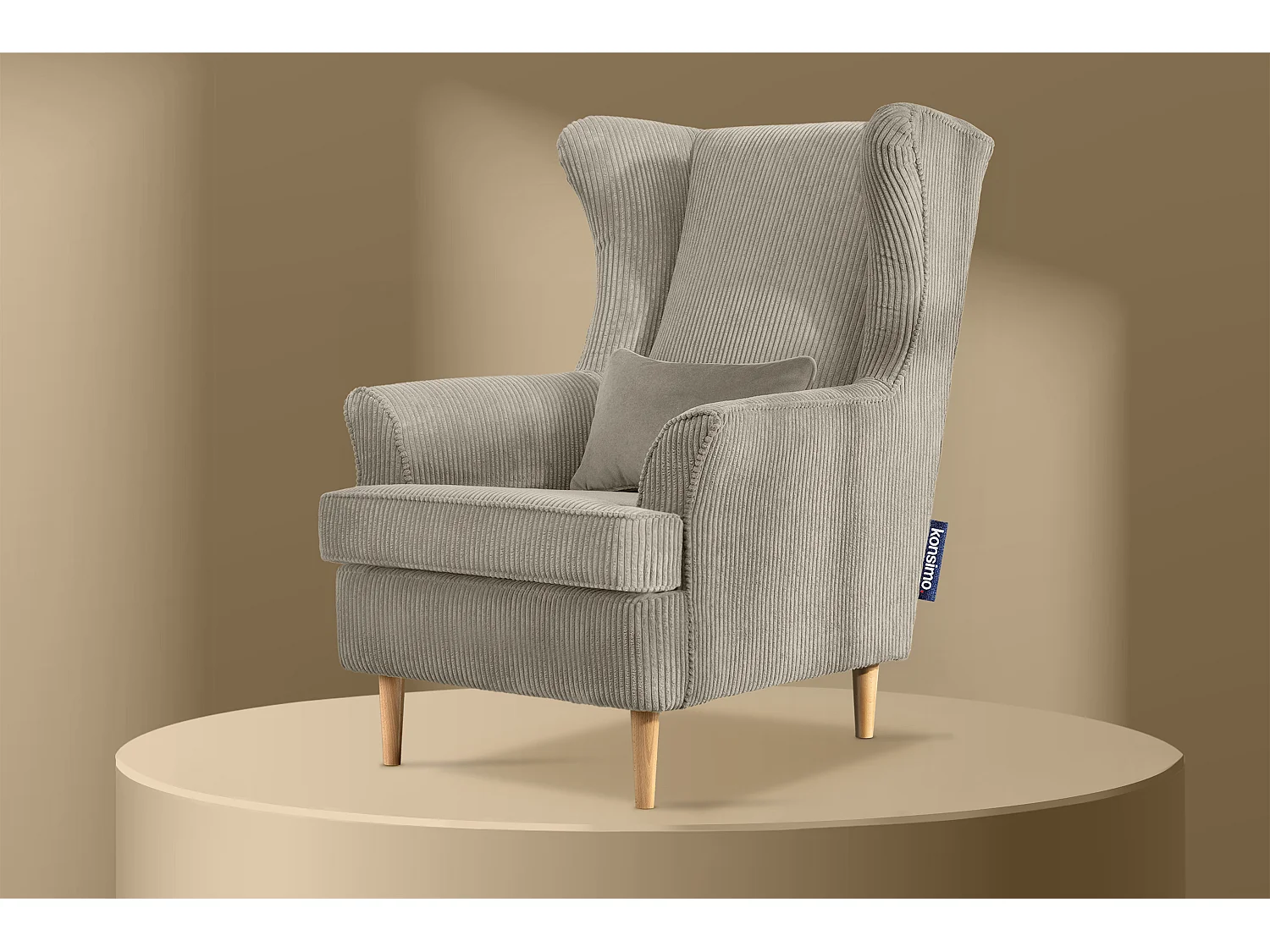 Klassischer Sessel aus Stoff Cordsamt -  beige - STRALIS