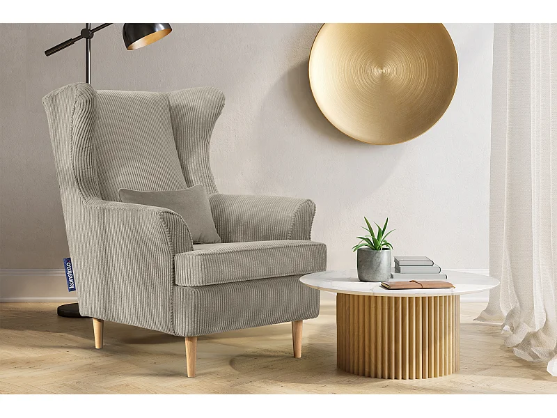 Klassischer Sessel aus Stoff Cordsamt -  beige - STRALIS