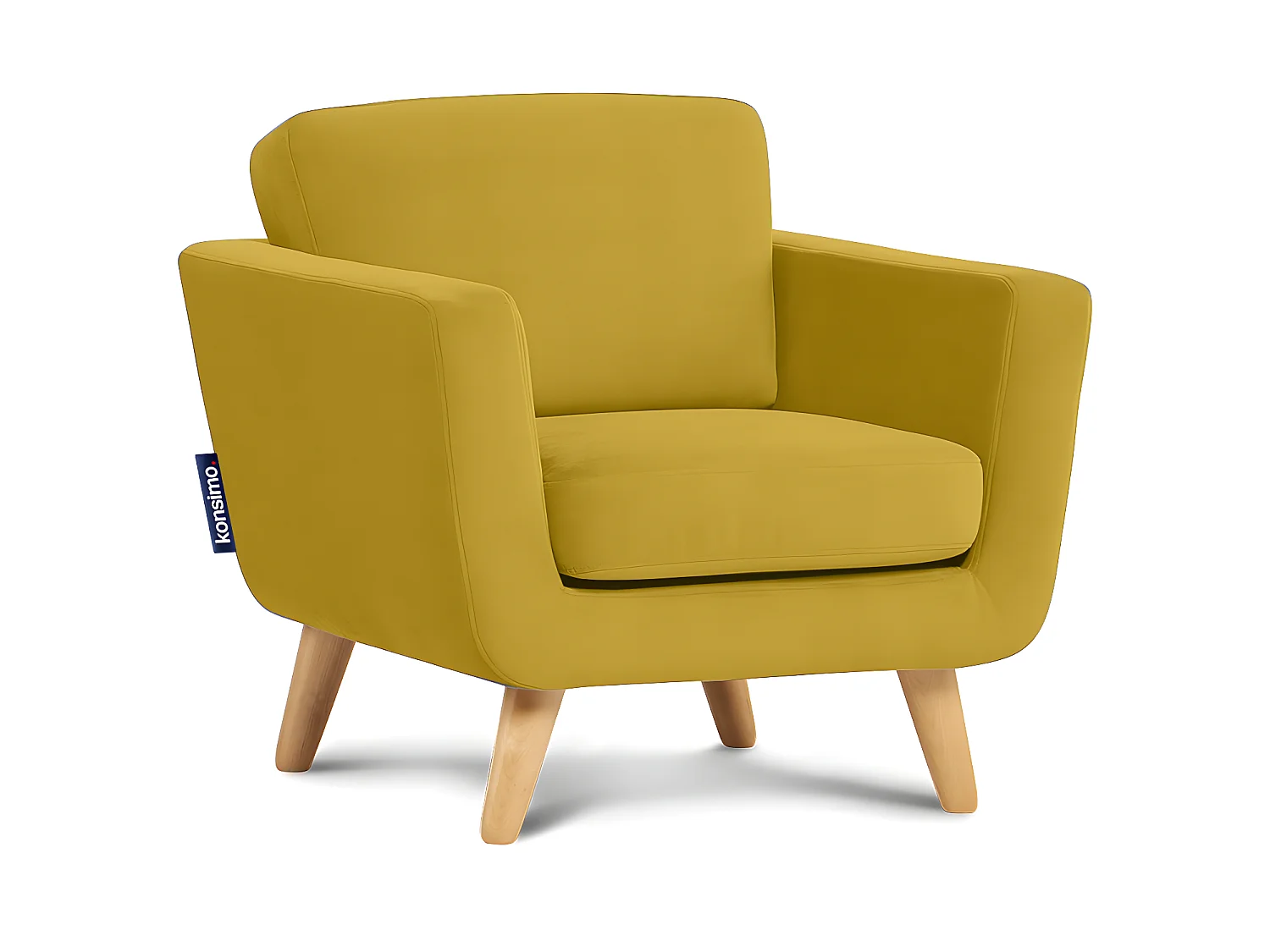Skandinavischer Sessel - Massivholz-Beine - Gelb - TAGIO