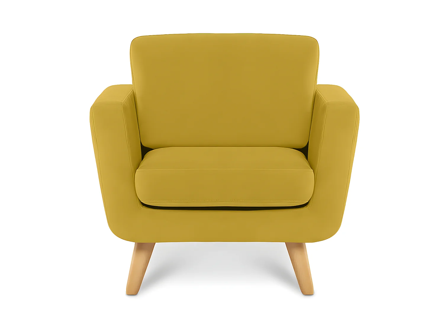 Skandinavischer Sessel - Massivholz-Beine - Gelb - TAGIO