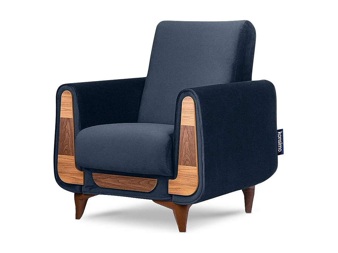 Klassischer Sessel aus Schaumstoff und Holz - blau - GUSTAVO