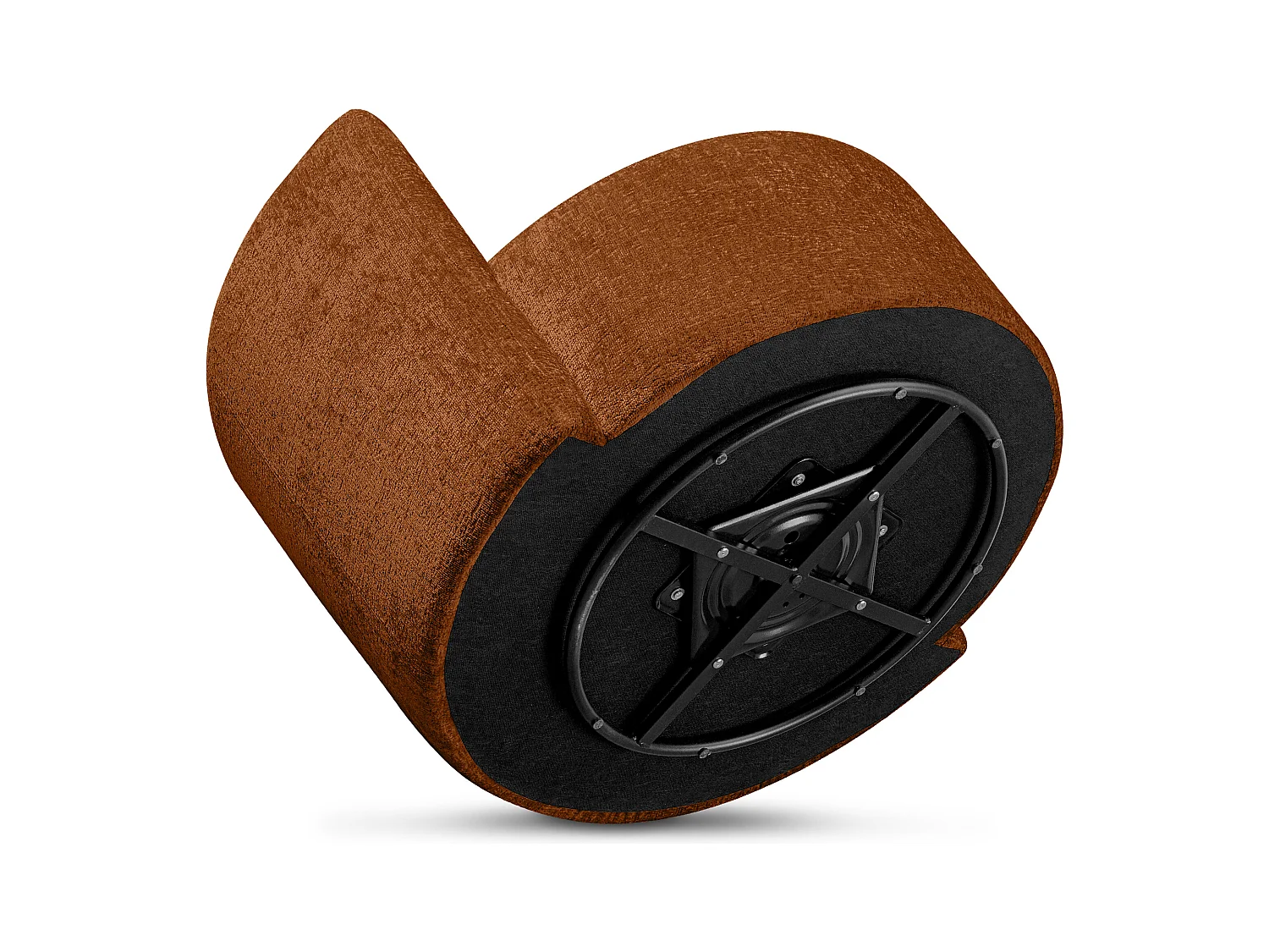 Drehsessel Set inkl. Sitzhocker - Chenille-Stoff - rot - RAGGI