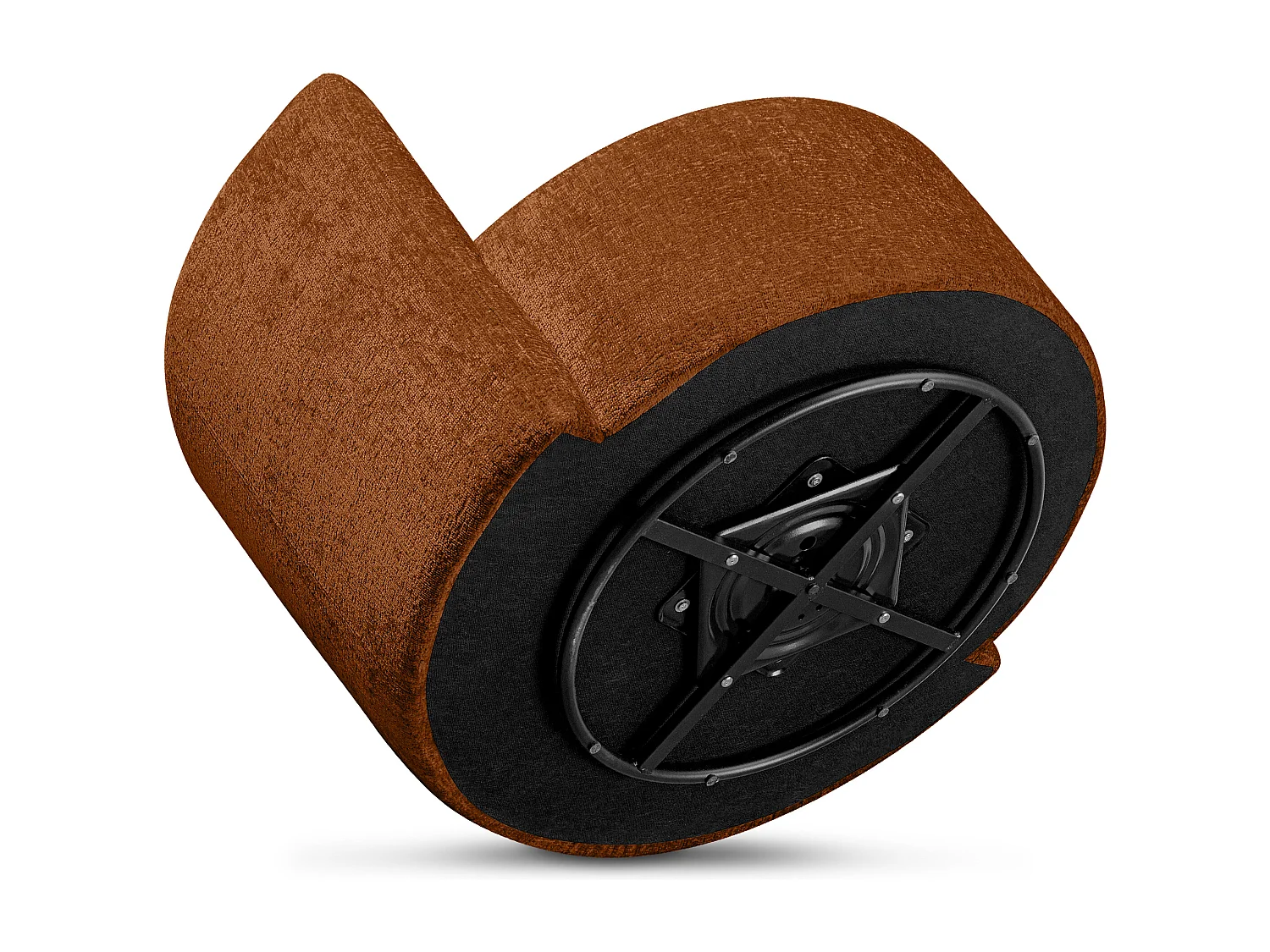 Drehsessel Set inkl. Sitzhocker - Chenille-Stoff - rot - RAGGI