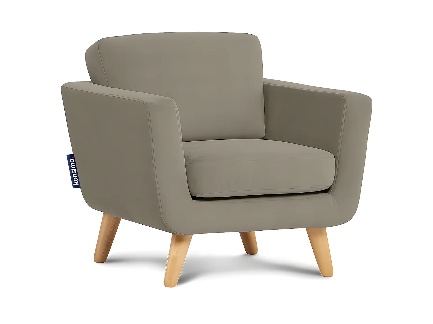 Skandinavischer Sessel - Massivholz-Beine - Beige - TAGIO