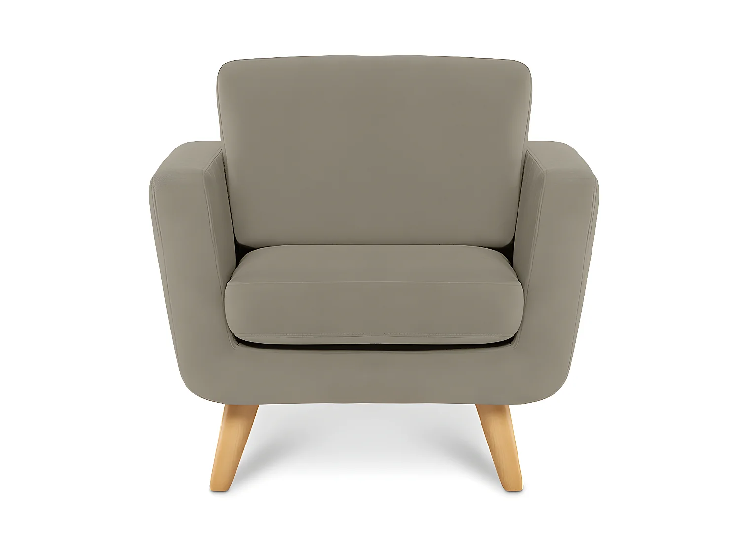 Skandinavischer Sessel - Massivholz-Beine - Beige - TAGIO