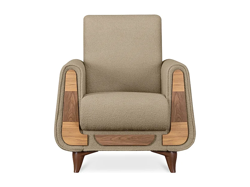 Klassischer Sessel aus Schaumstoff und Holz - hellbeige - GUSTAVO