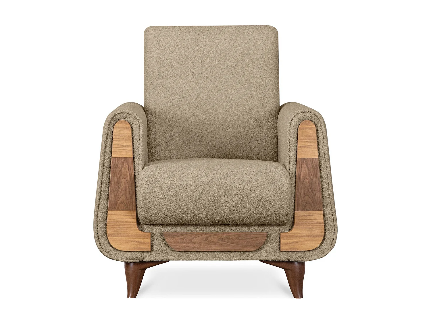 Klassischer Sessel aus Schaumstoff und Holz - hellbeige - GUSTAVO