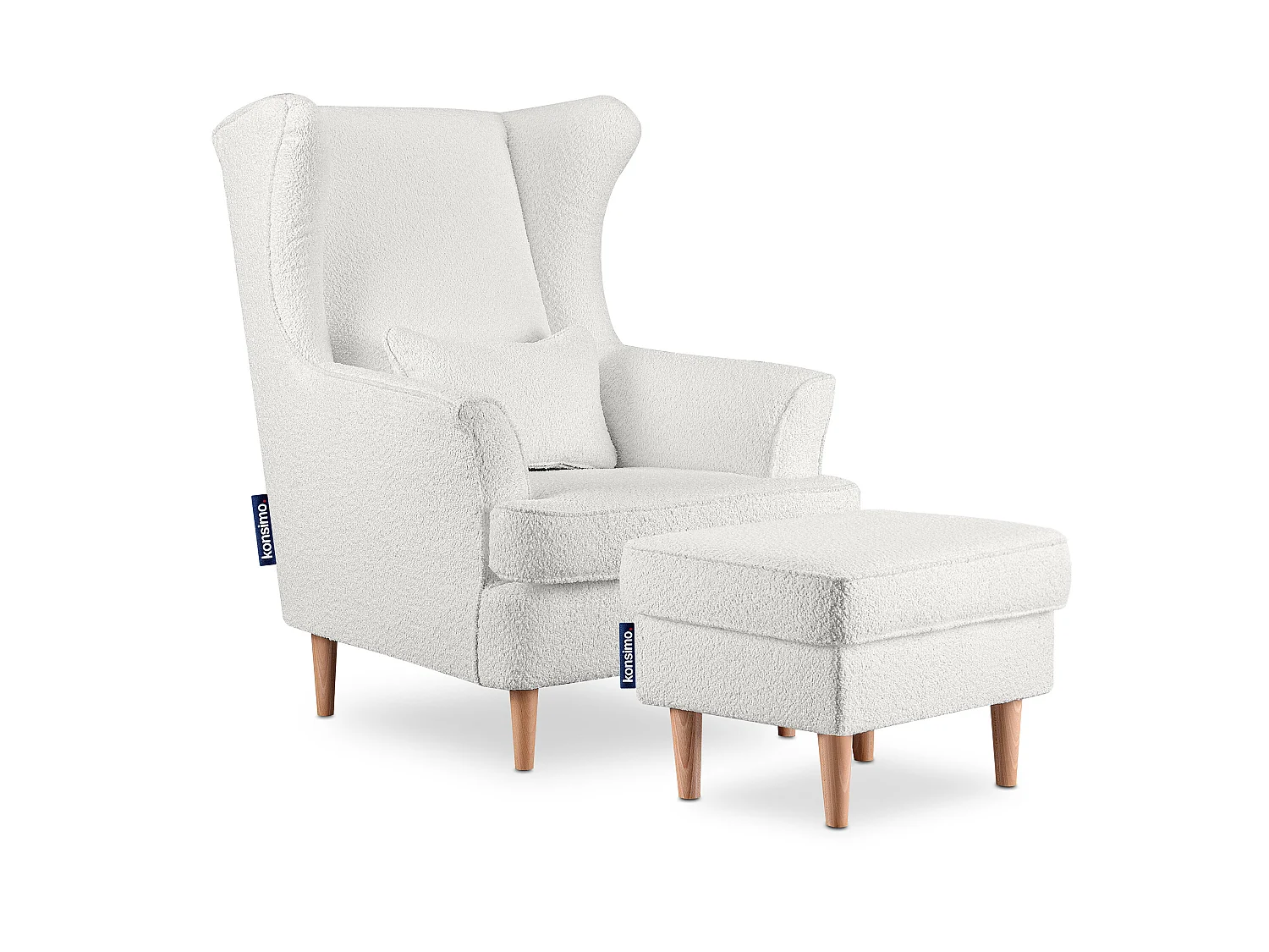 Klassischer Sessel mit Sitzhocker - Weiss - STRALIS