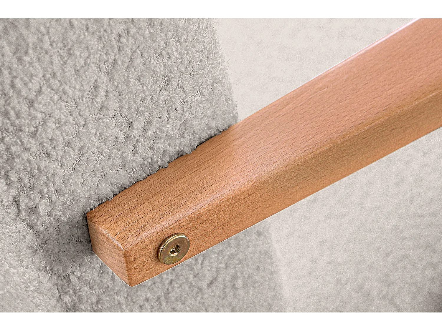 Vintage Sessel gepolstert Echt-Holz-Rahmen - Beige - NASET