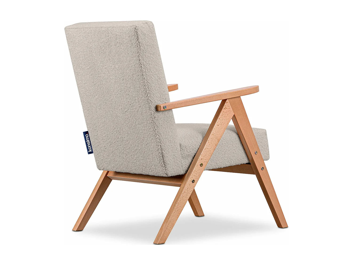 Vintage Sessel gepolstert Echt-Holz-Rahmen - Beige - NASET