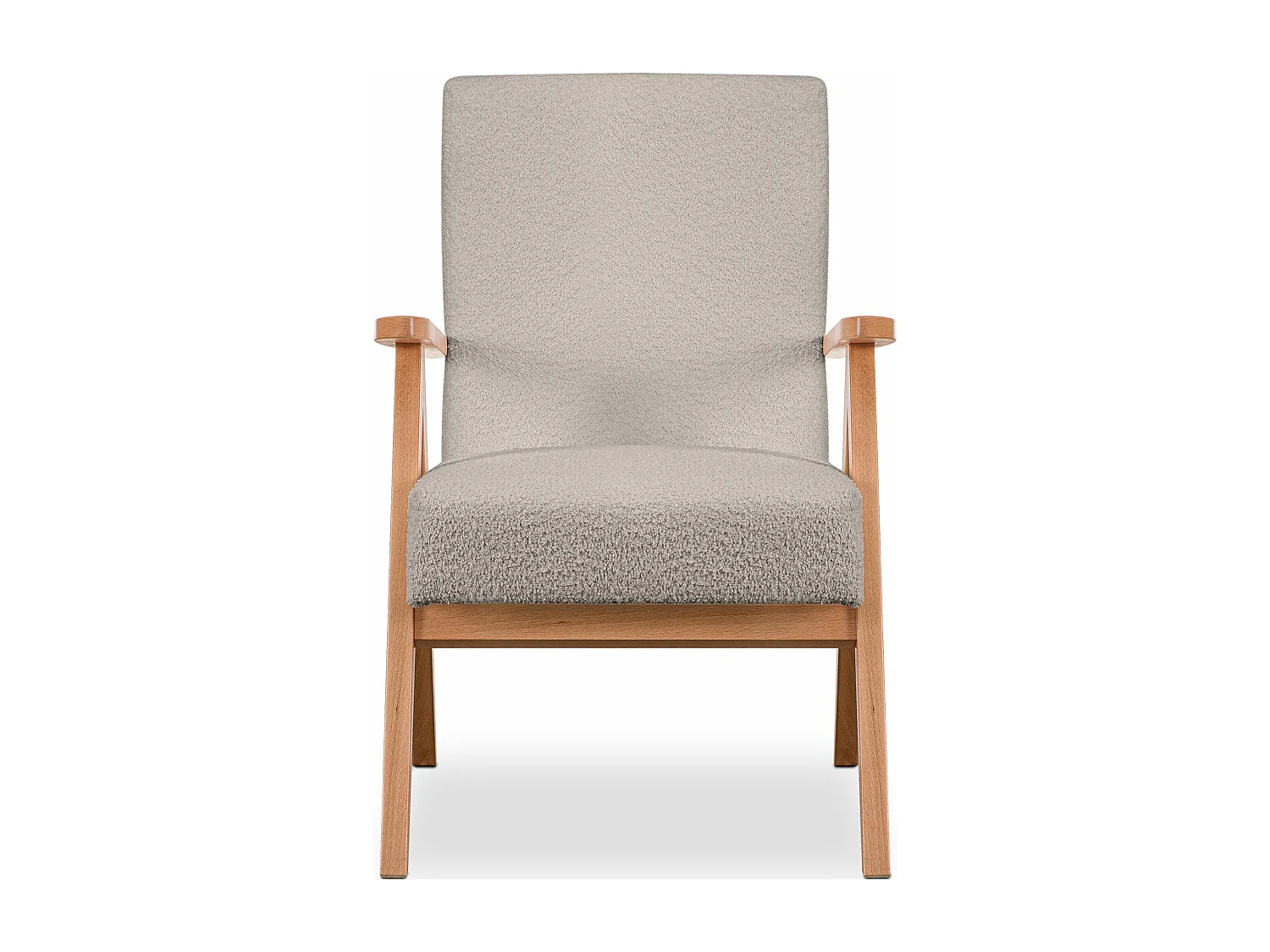 Vintage Sessel gepolstert Echt-Holz-Rahmen - Beige - NASET