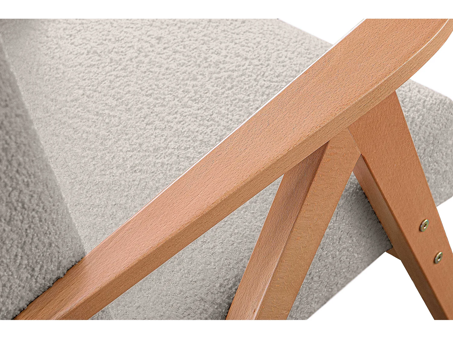 Vintage Sessel gepolstert Echt-Holz-Rahmen - Beige - NASET