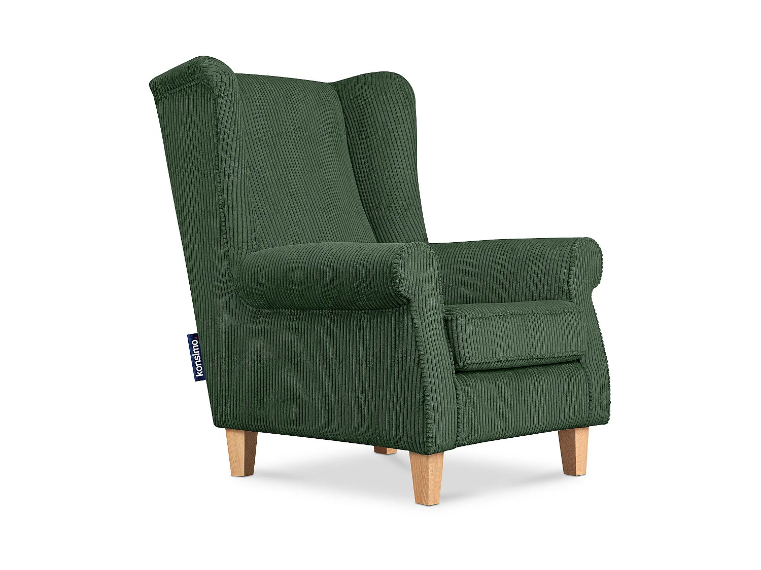 Ohrensessel Kord-Bezug Petfriendly - dunkelgrün - MILES