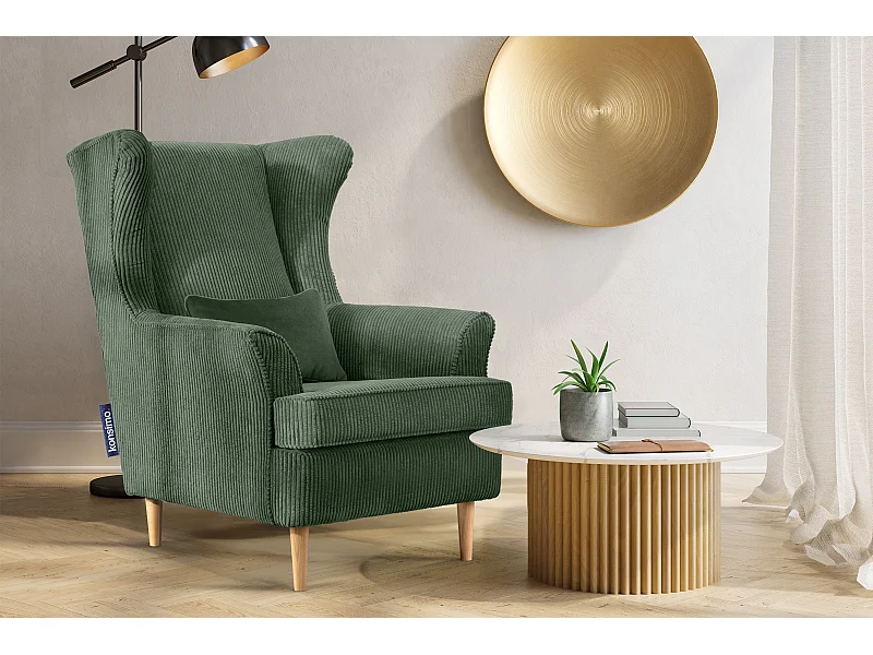 Klassischer Sessel aus Stoff Cordsamt - dunkelgrün - STRALIS