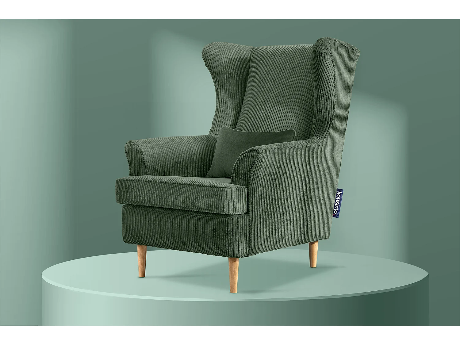 Klassischer Sessel aus Stoff Cordsamt - dunkelgrün - STRALIS