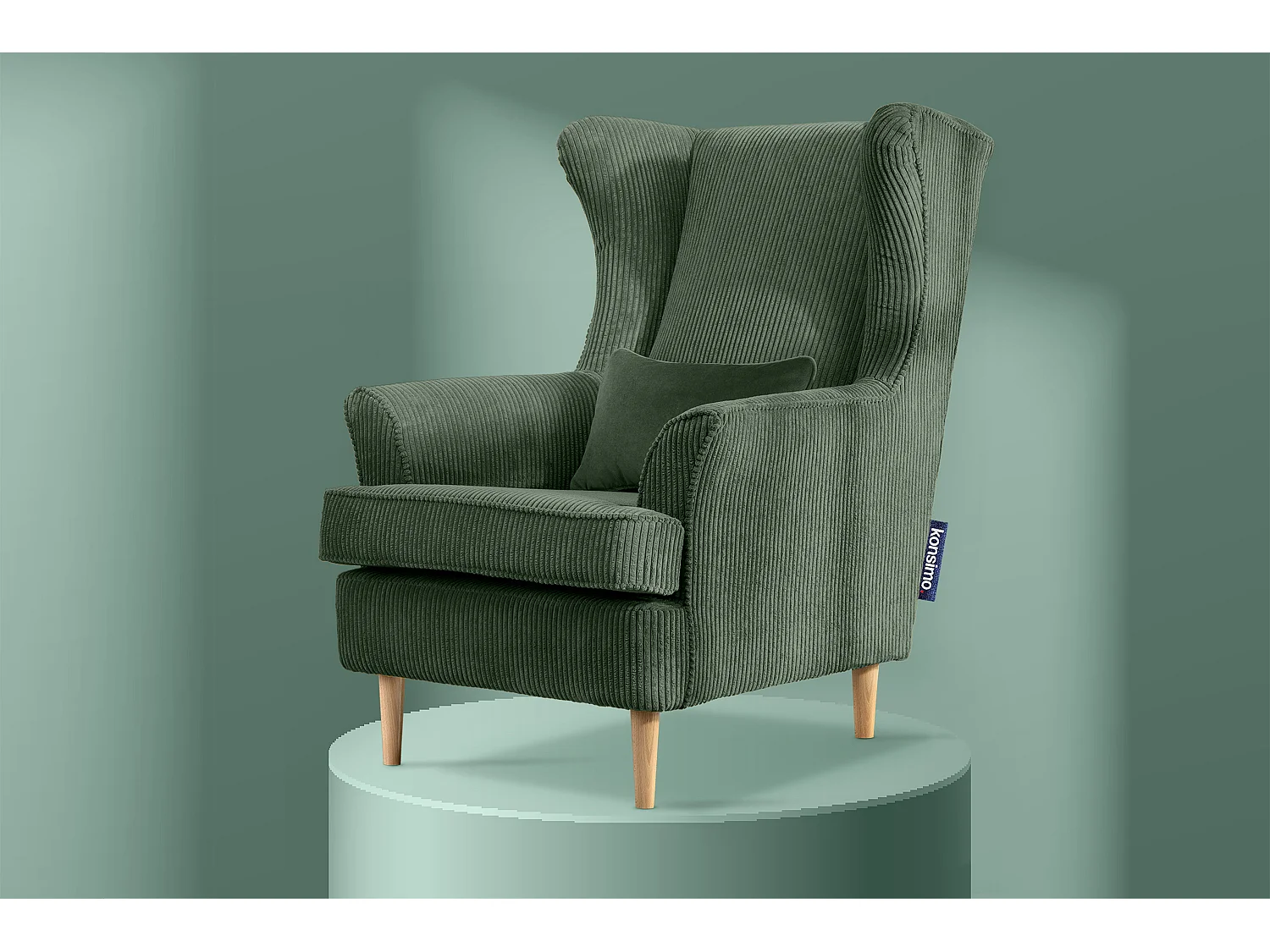 Klassischer Sessel aus Stoff Cordsamt - dunkelgrün - STRALIS