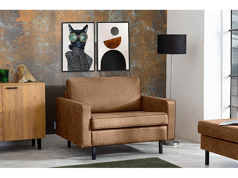 Großer Loft-Sessel aus Leder und Mikrofaser - braun - INVIA