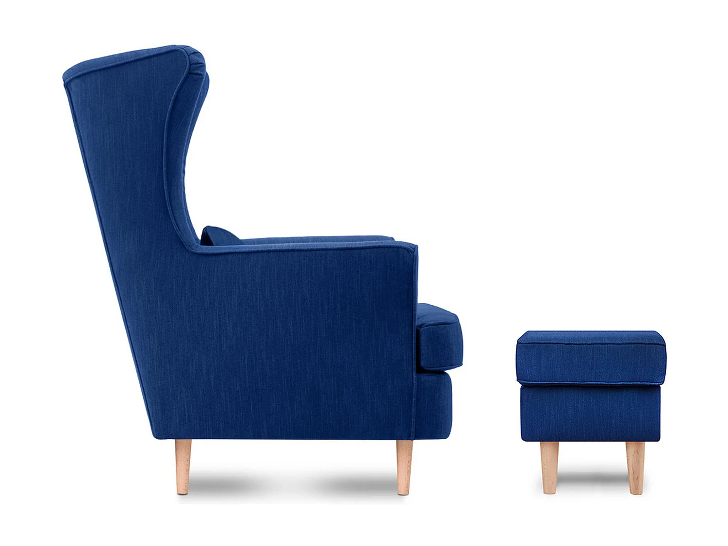 Klassischer Sessel mit Sitzhocker - blau - STRALIS