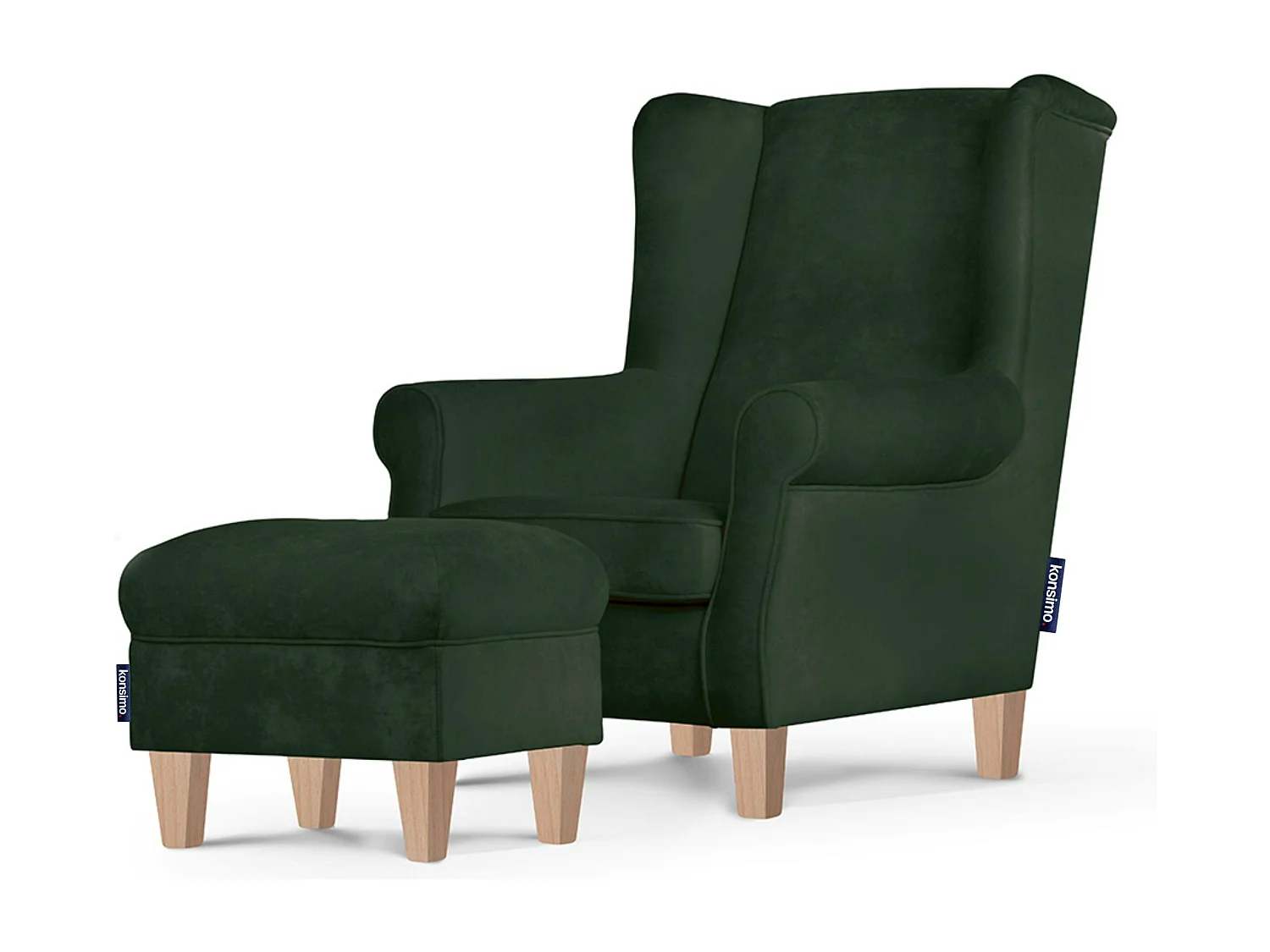 Ohrensessel Massivholzbeine - grün - MILES