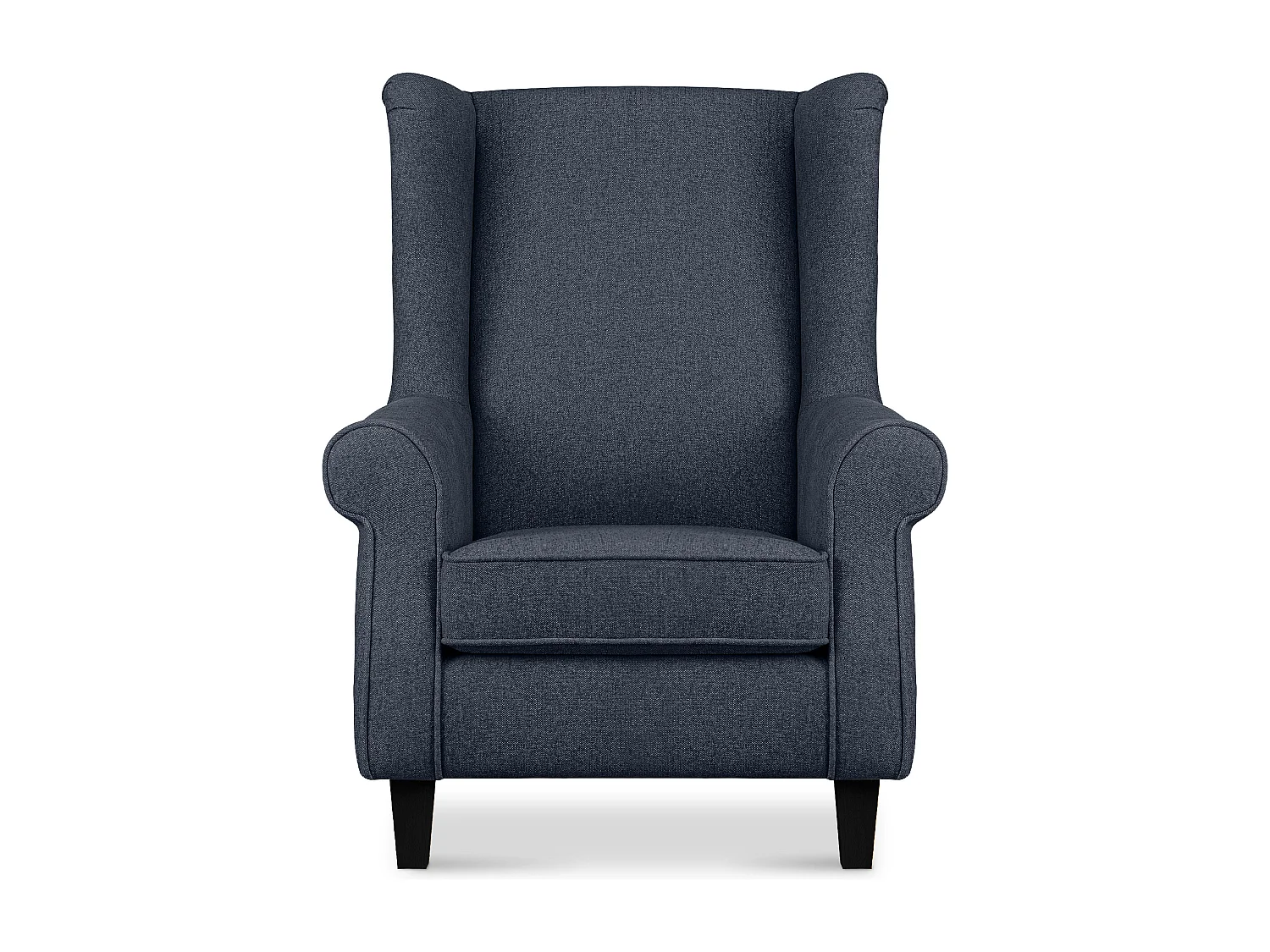 Ohrensessel Massivholzbeine schwarz - dunkelblau - MILES