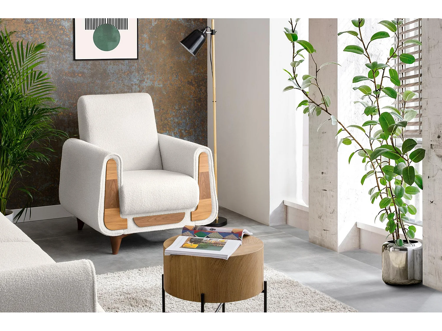 Klassischer Sessel aus Schaumstoff und Holz - weiß - GUSTAVO