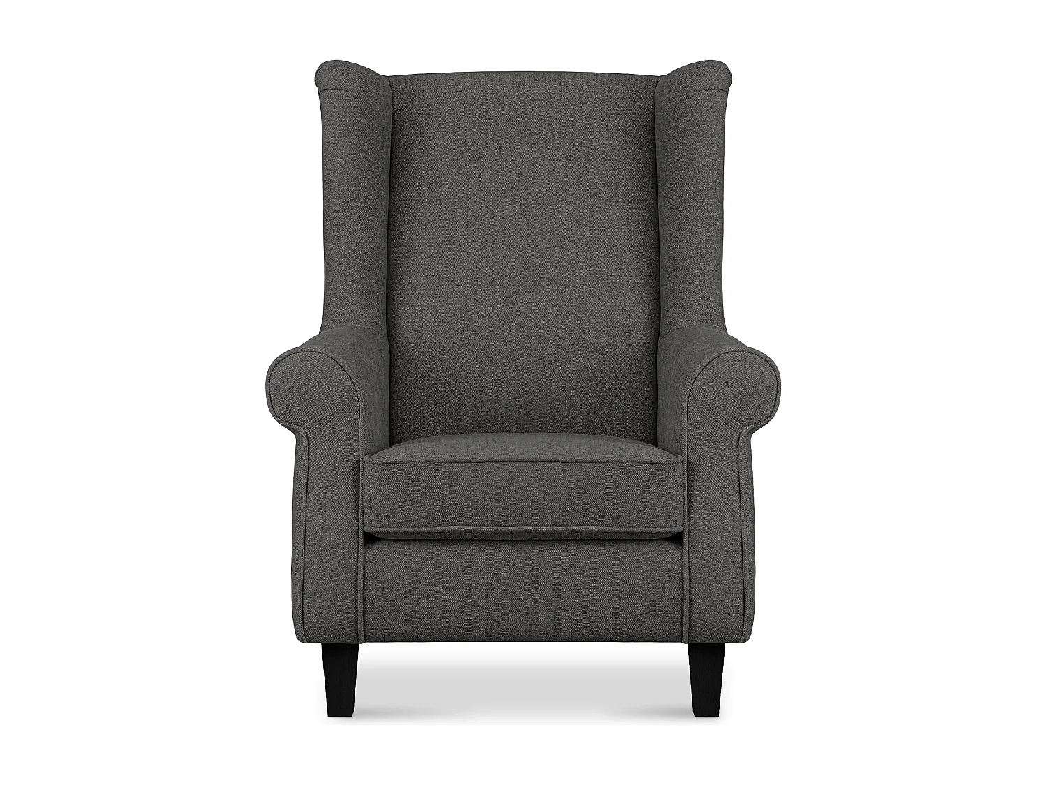 Ohrensessel Massivholzbeine schwarz - grau - MILES