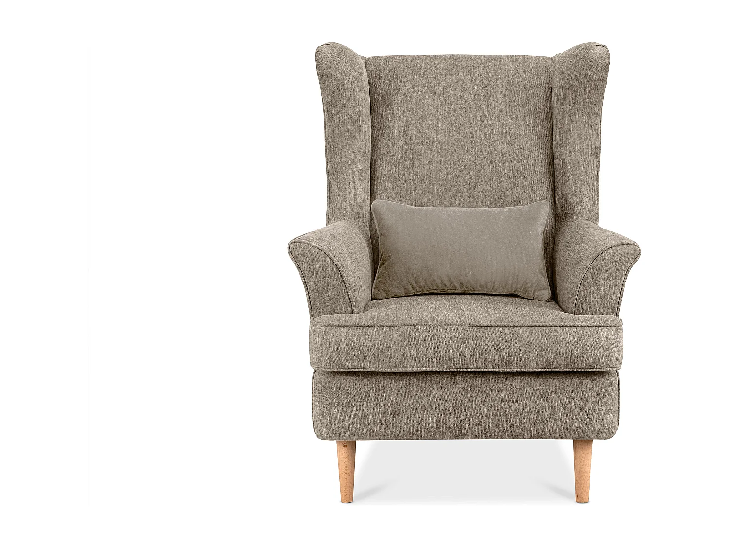 Klassischer Ohrensessel - Velours-Bezug hellbraun - STRALIS