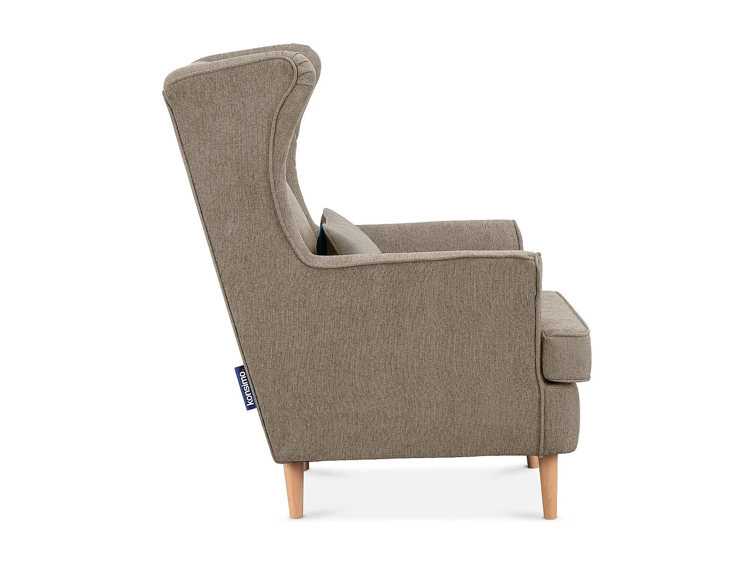 Klassischer Ohrensessel - Velours-Bezug hellbraun - STRALIS