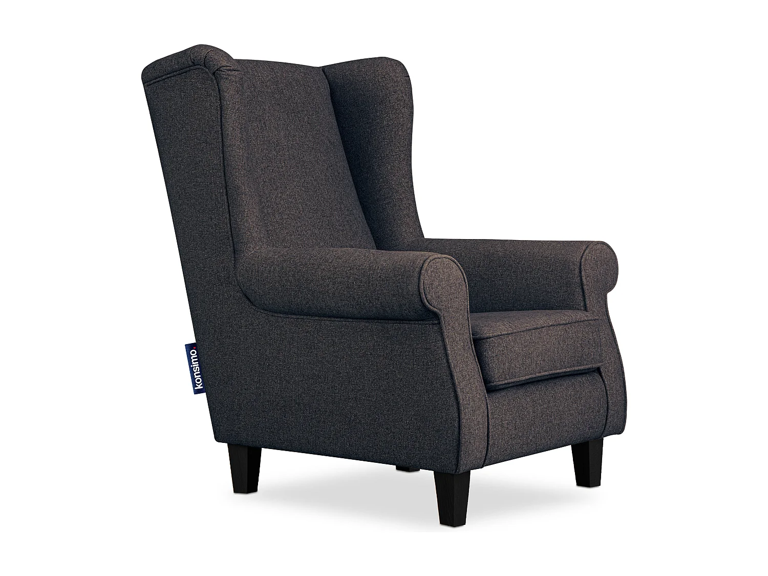 Ohrensessel Massivholzbeine schwarz -  marine - MILES