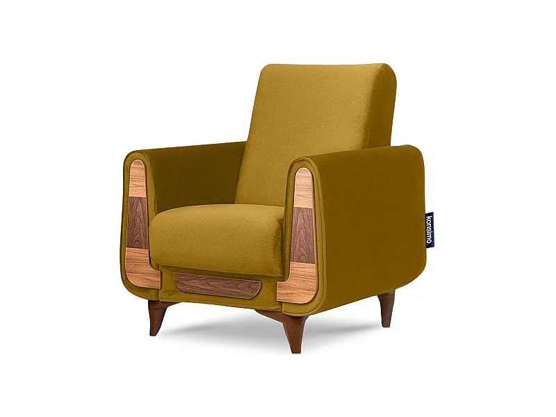Klassischer Sessel aus Schaumstoff und Holz - gelb - GUSTAVO