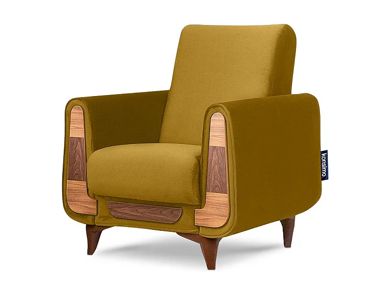 Klassischer Sessel aus Schaumstoff und Holz - gelb - GUSTAVO