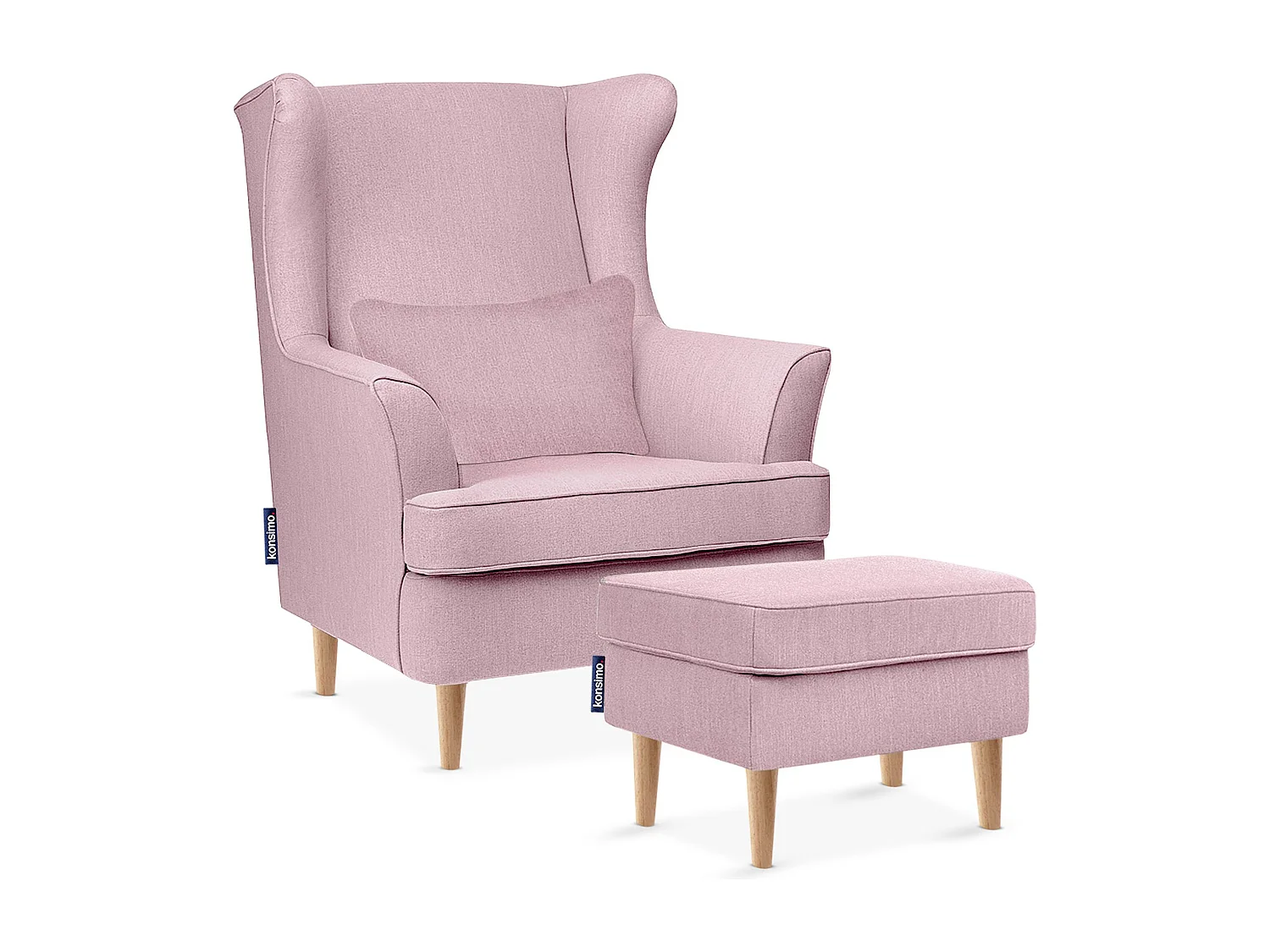 Klassischer Sessel mit Sitzhocker - Rosa - STRALIS