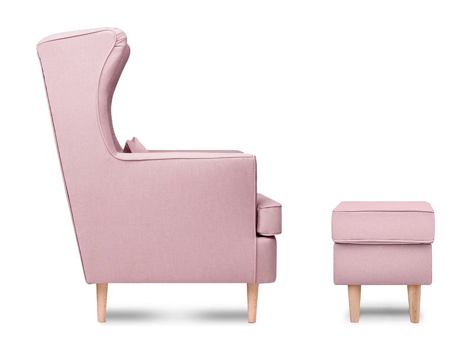 Klassischer Sessel mit Sitzhocker - Rosa - STRALIS