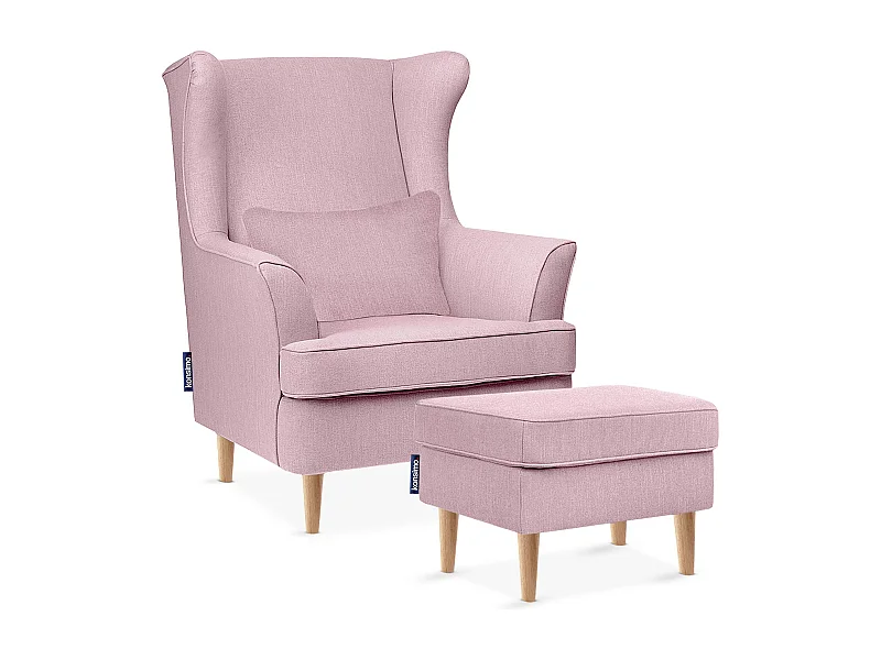Klassischer Sessel mit Sitzhocker - Rosa - STRALIS
