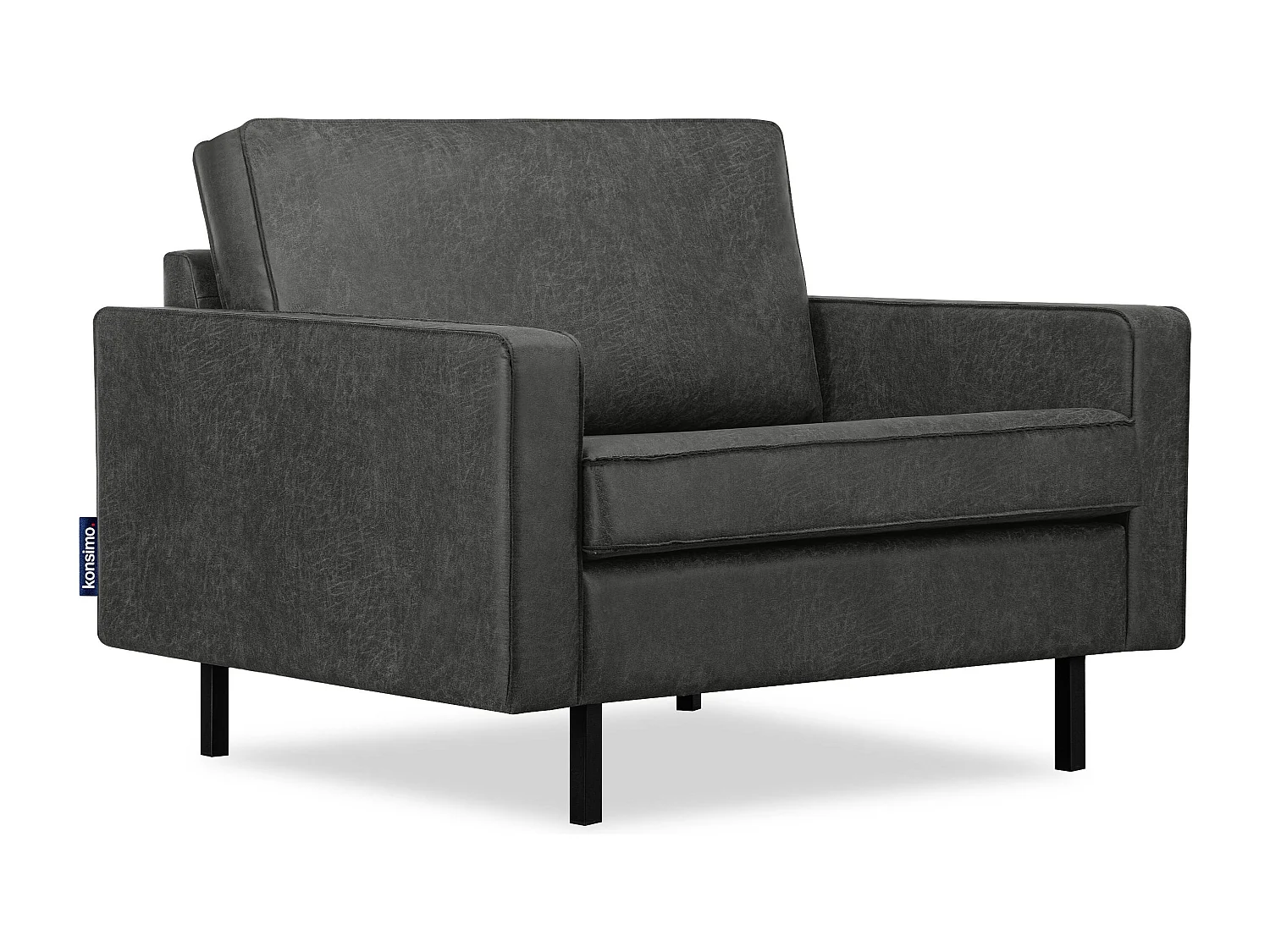 Großer Loft-Sessel aus Leder und Mikrofaser - dunkelgrau - INVIA