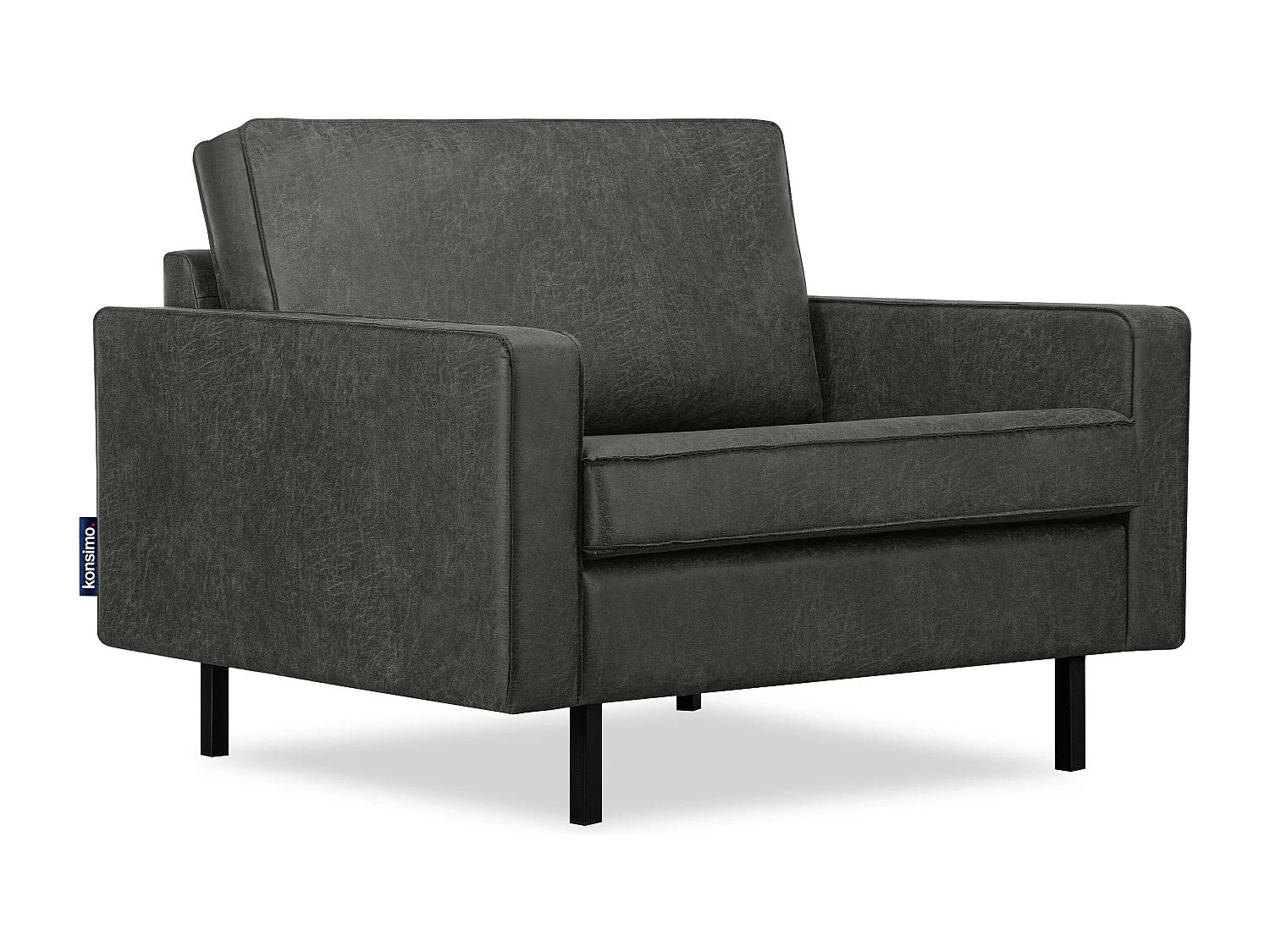 Großer Loft-Sessel aus Leder und Mikrofaser - dunkelgrau - INVIA