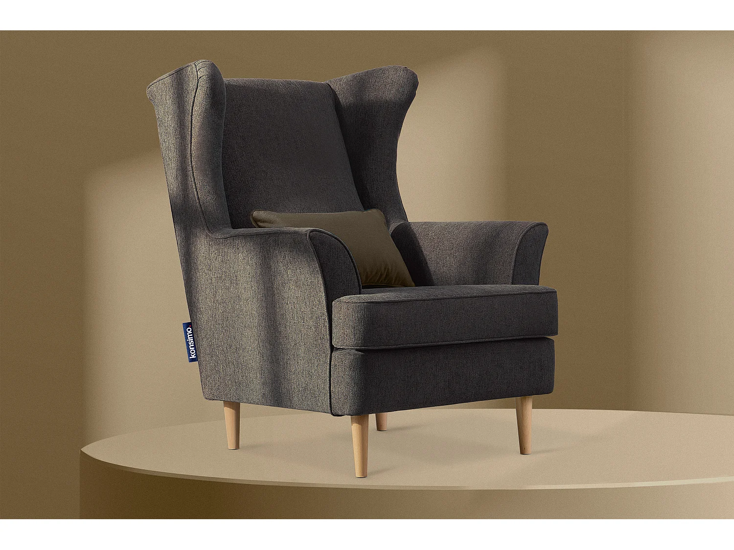 Klassischer Ohrensessel - Velours-Bezug blau - STRALIS