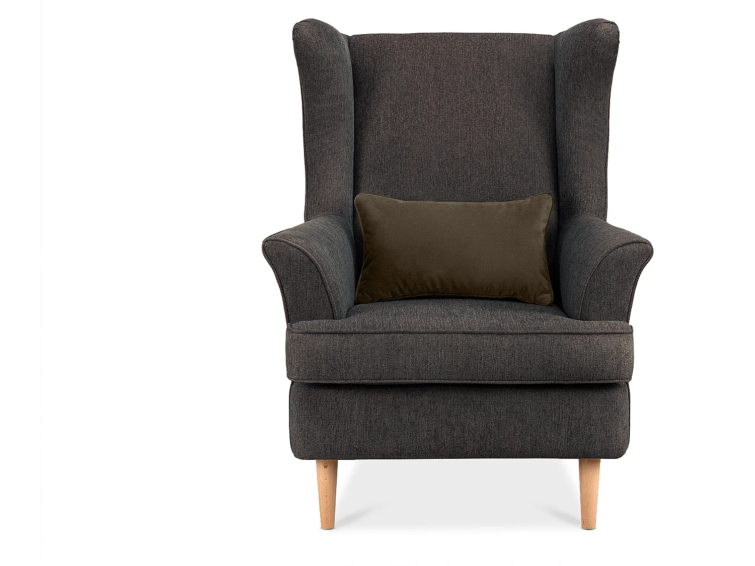 Klassischer Ohrensessel - Velours-Bezug blau - STRALIS