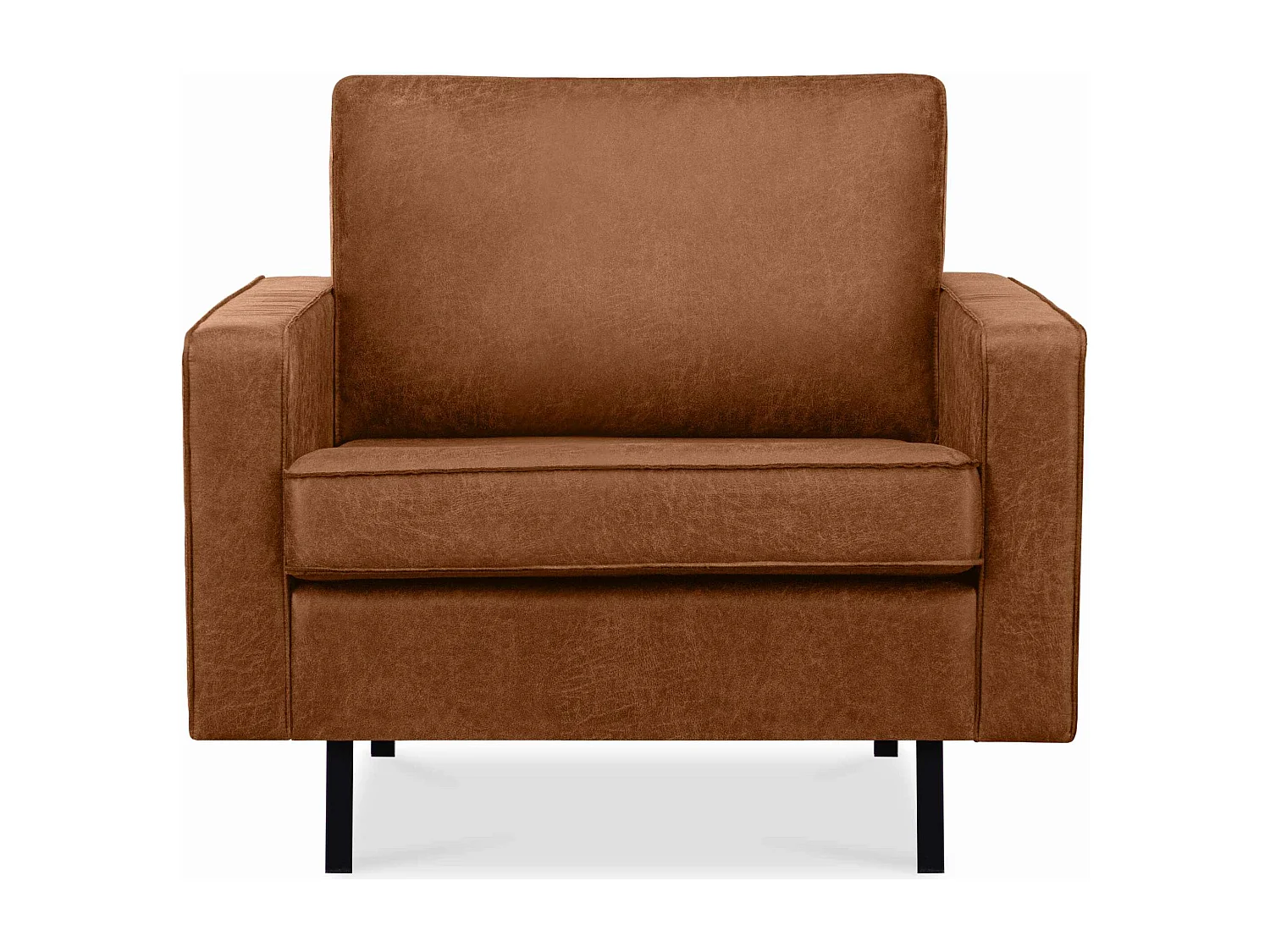 Großer Loft-Sessel aus Leder und Mikrofaser - cognac - INVIA