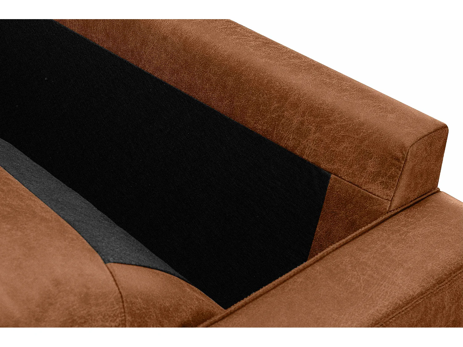 Großer Loft-Sessel aus Leder und Mikrofaser - cognac - INVIA