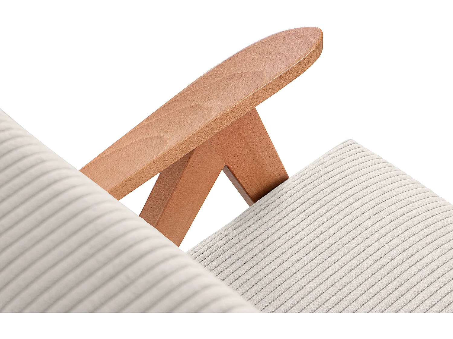 Vintage Sessel gepolstert Echt-Holz-Rahmen - Creme - NASET