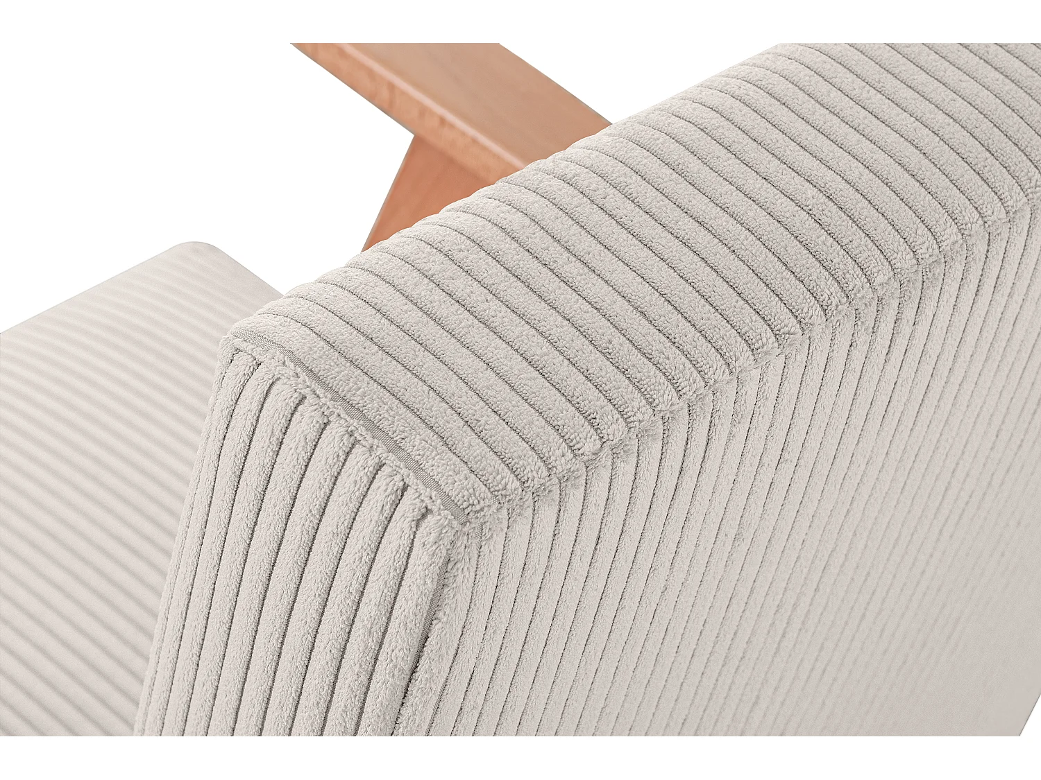 Vintage Sessel gepolstert Echt-Holz-Rahmen - Creme - NASET