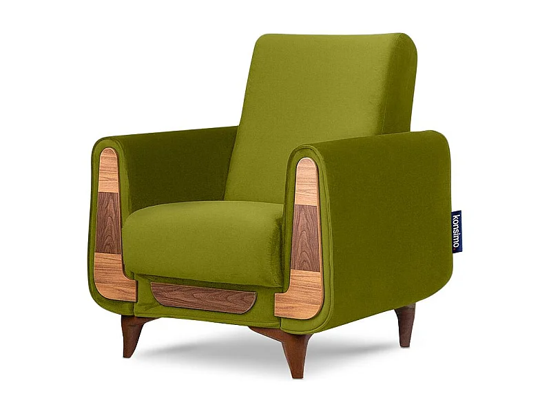 Klassischer Sessel aus Schaumstoff und Holz - grün - GUSTAVO