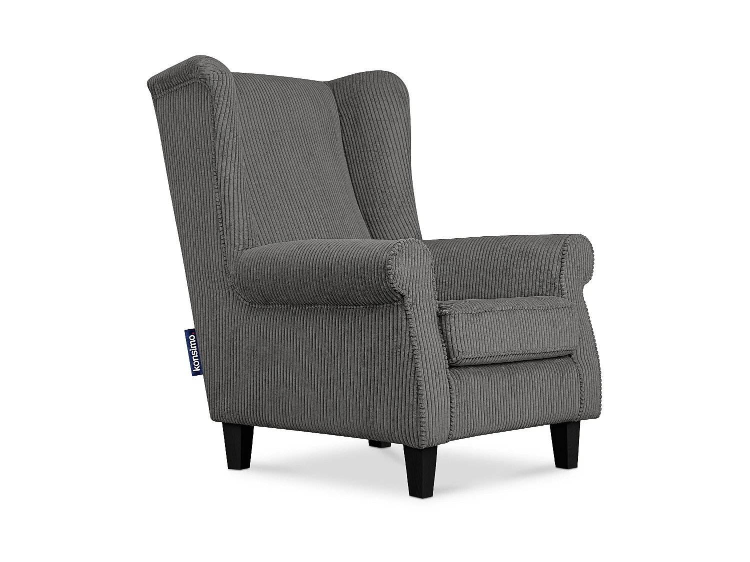 Ohrensessel Kord-Bezug Petfriendly - grau - MILES