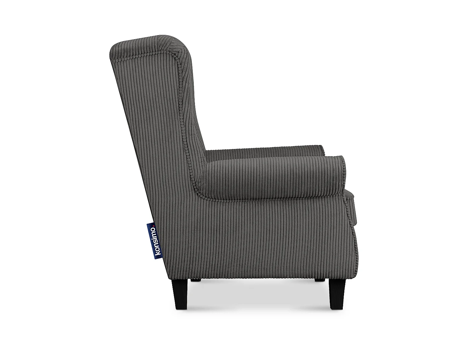 Ohrensessel Kord-Bezug Petfriendly - grau - MILES