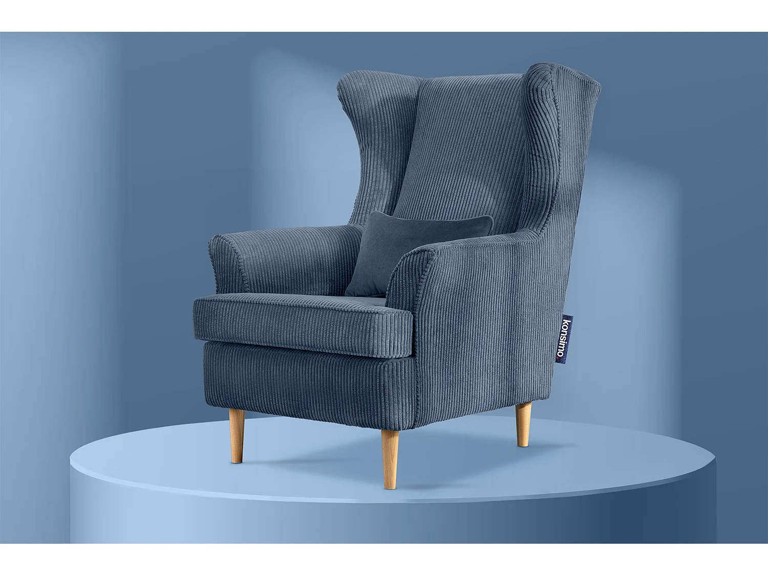 Klassischer Sessel aus Stoff Cordsamt - dunkelblau - STRALIS