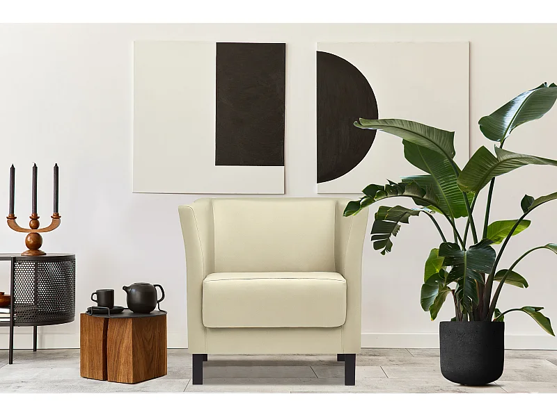 Moderner Sessel aus Kunstleder - cremig - ESPECTO